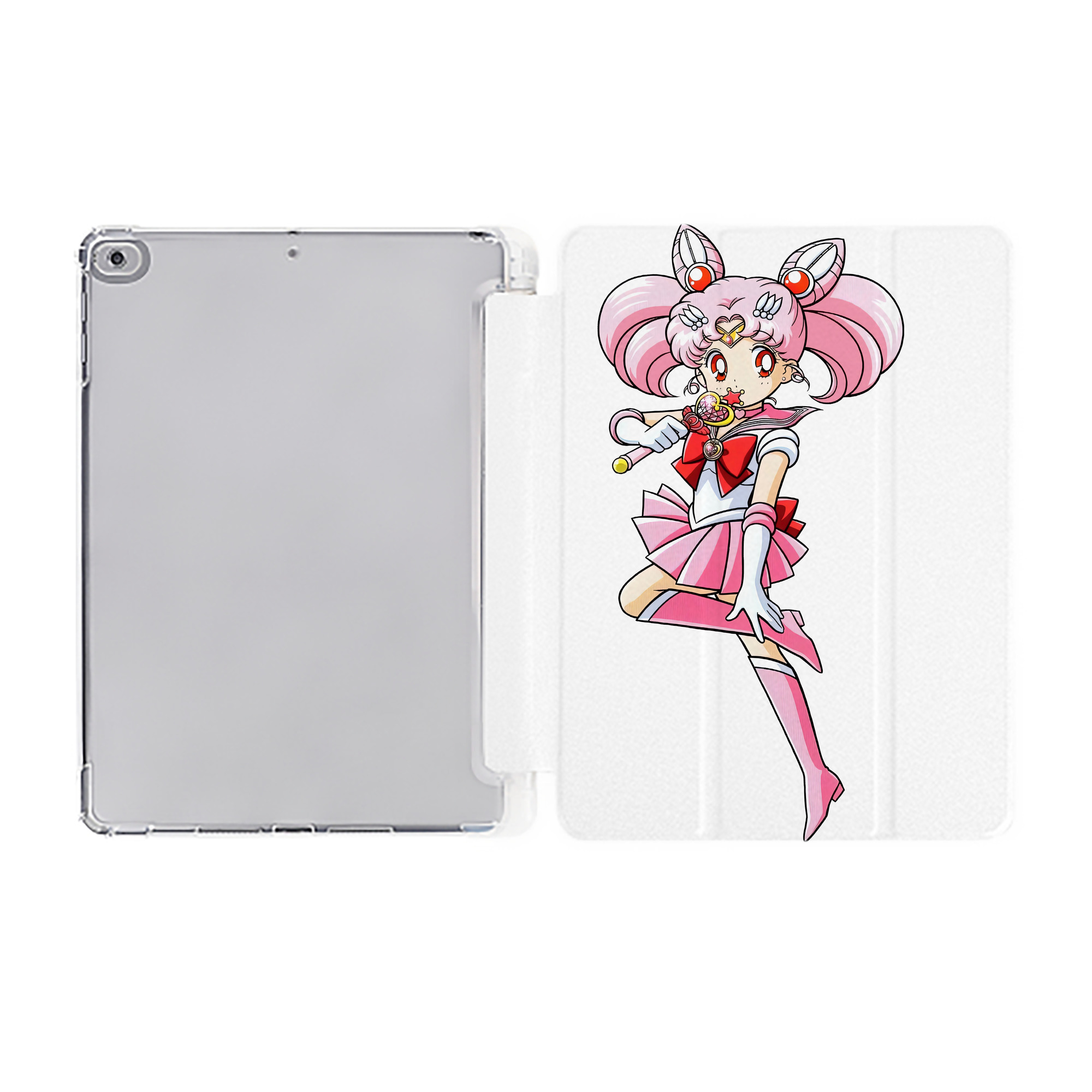 （画像用） 美少女戦士セーラームーン ちびうさ Sailor Moon Chibiusa Tsukino Usagi Small Lady Serenity IPad ケース ペン収納付き 三つ折りスタンド PUレザー×シリコン 対応機種9.5/10.5/10.9インチ
